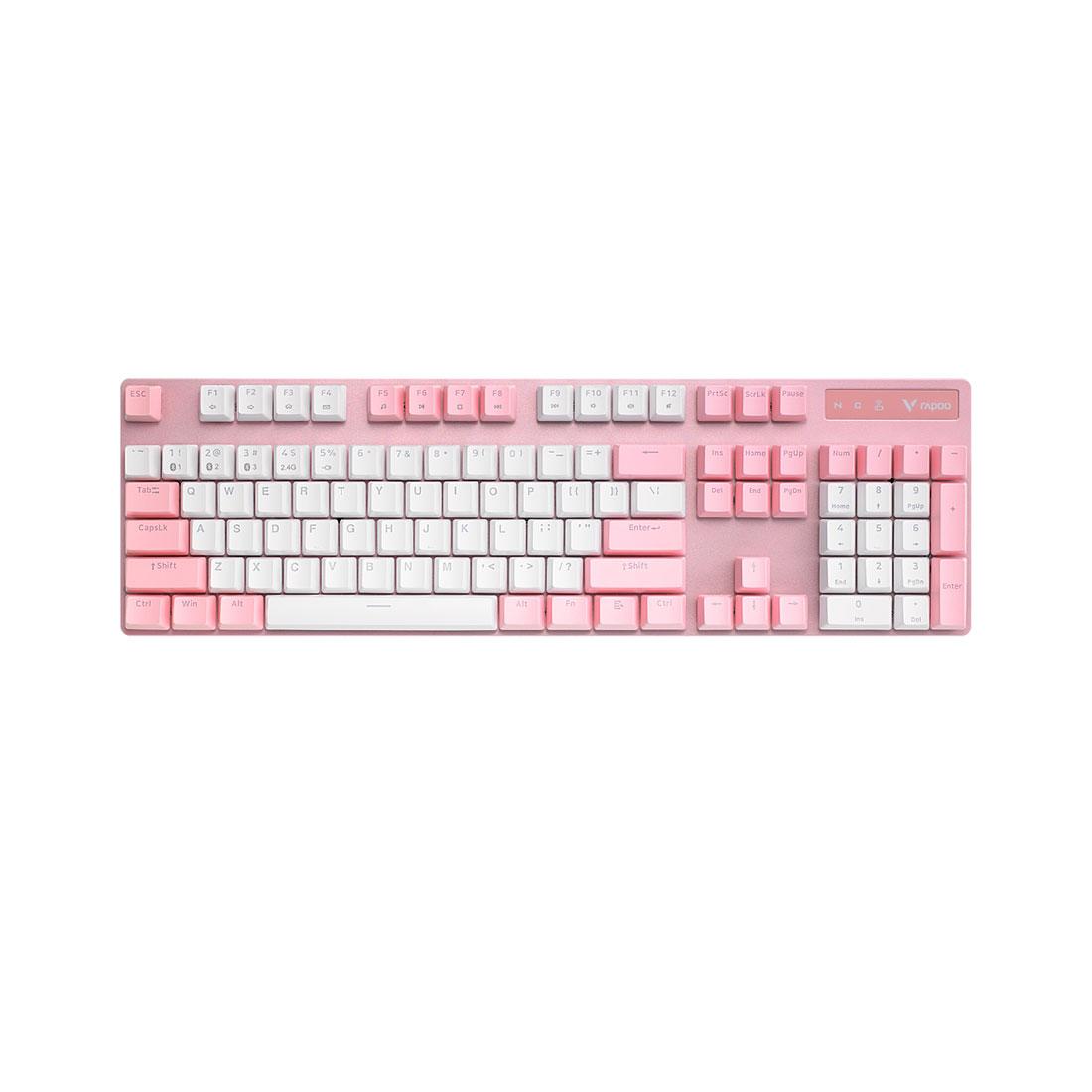 Игровая клавиатура беспроводная, розовая, Rapoo V500PRO Wireless