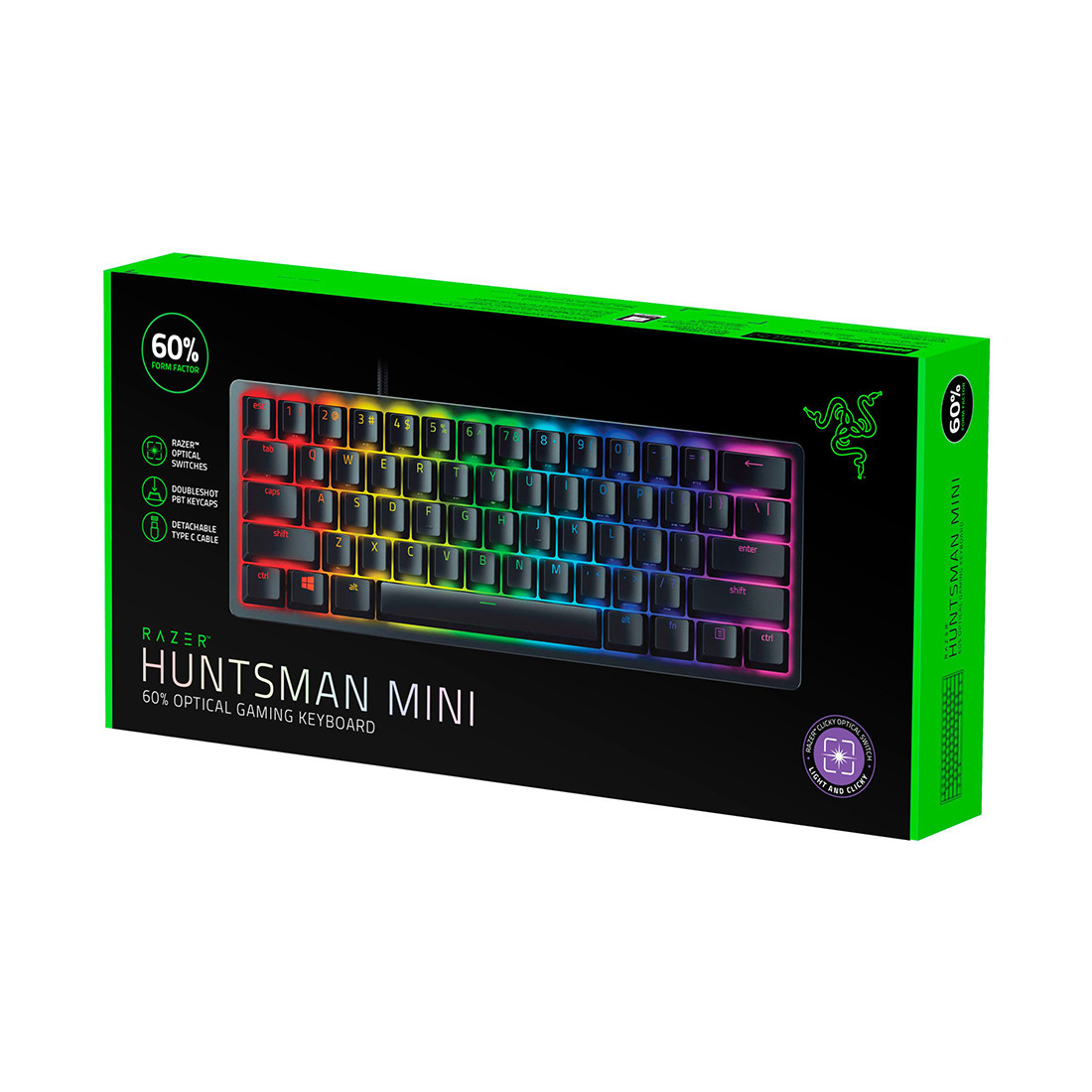 Игровая клавиатура механическая с фиолетовыми переключателями Razer Huntsman Mini - фото 3 - id-p108984492