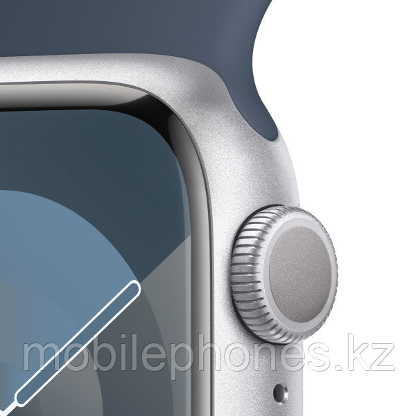 Смарт-часы Apple Watch Series 9 GPS 41mm Silver Aluminium Case with Storm Blue Sport Band - фото 3 - id-p113999195