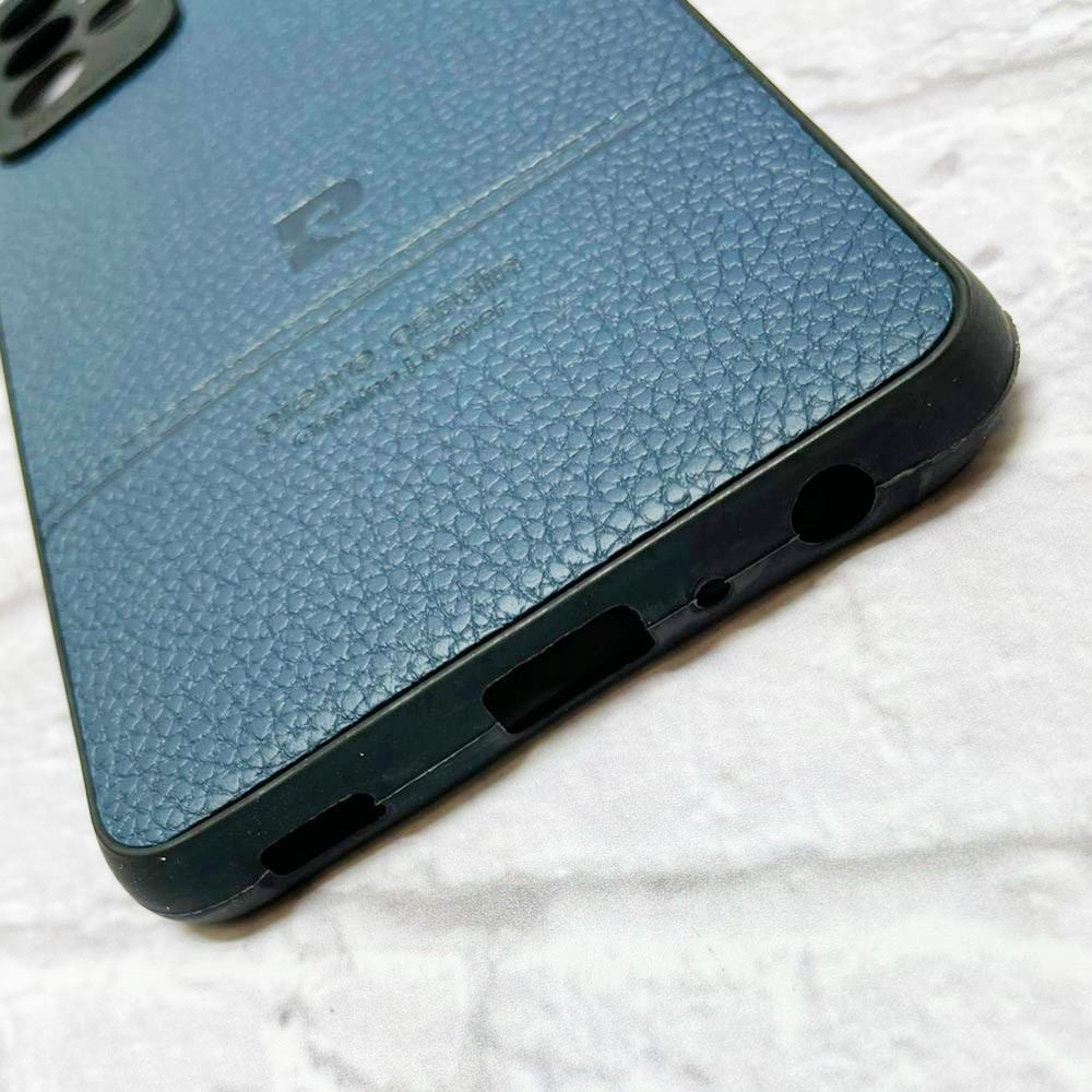 Чехол силиконовый на телефон Samsung Galaxy A52 синий под кожу - фото 5 - id-p113835014