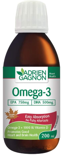 ADRIEN GAGNON - Омега-3 жидкость + витамин D, ультраконцентрированная формула, легко усваивается, для здоровья
