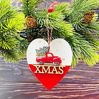 Деревянные елочные игрушки сердце