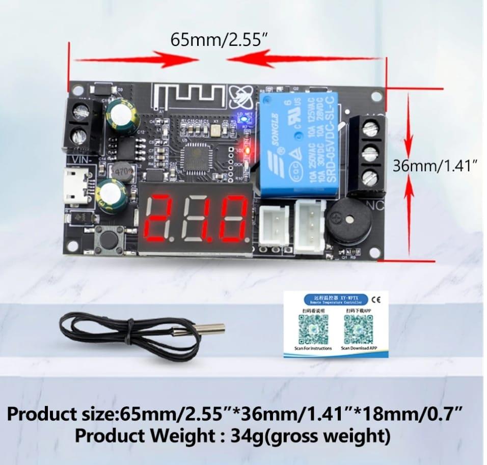 Термоконтроллер Wi-Fi XY-WFTX 6-30V цифровая индикация до 10A - фото 3 - id-p114010832