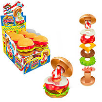 Леденец + пудра  с игрушкой ПАЗЛОМ В ВИДЕ БУРГЕРА Johny bee Big Burger Dip & Lick  26 гр. (12 шт- упак) /Johny Bee/