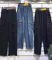 Подростковые джинсы карго весна