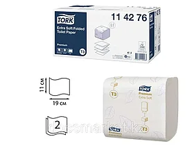 Туалетная бумага листовая Tork Premium Extra Soft, 252 л., 2-х слойная, размер листа 11*19 см, белая