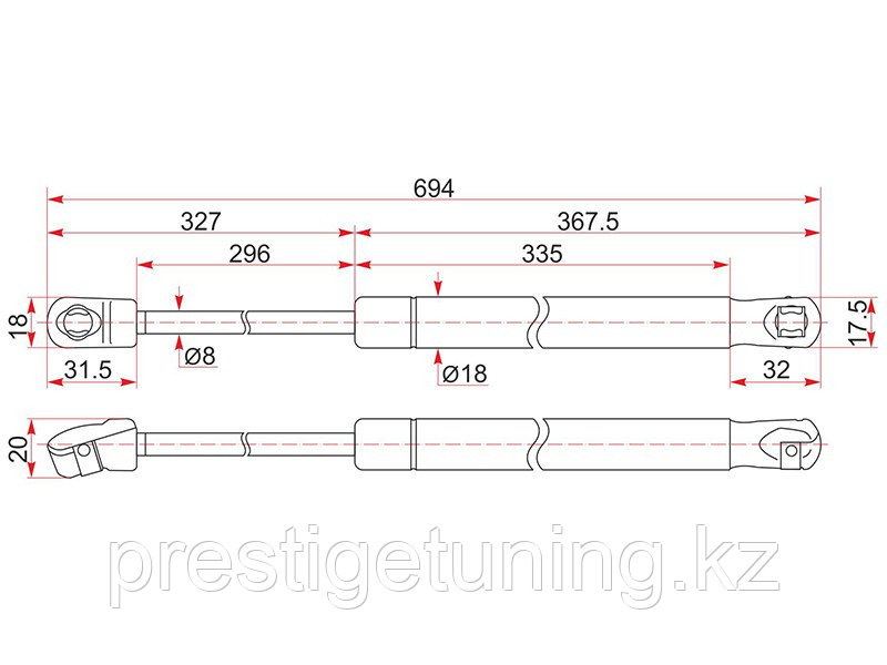 Амортизатор капота на Camry V50/55 2011-18 (SAT TW)