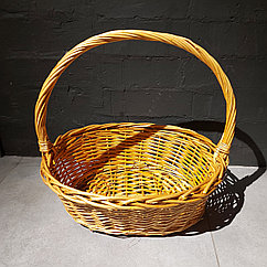 Большая Плетенная Подарочная Корзина для фруктов, шампанского, конфет. Размер 46 см. Корзины. Цвет - золотой.