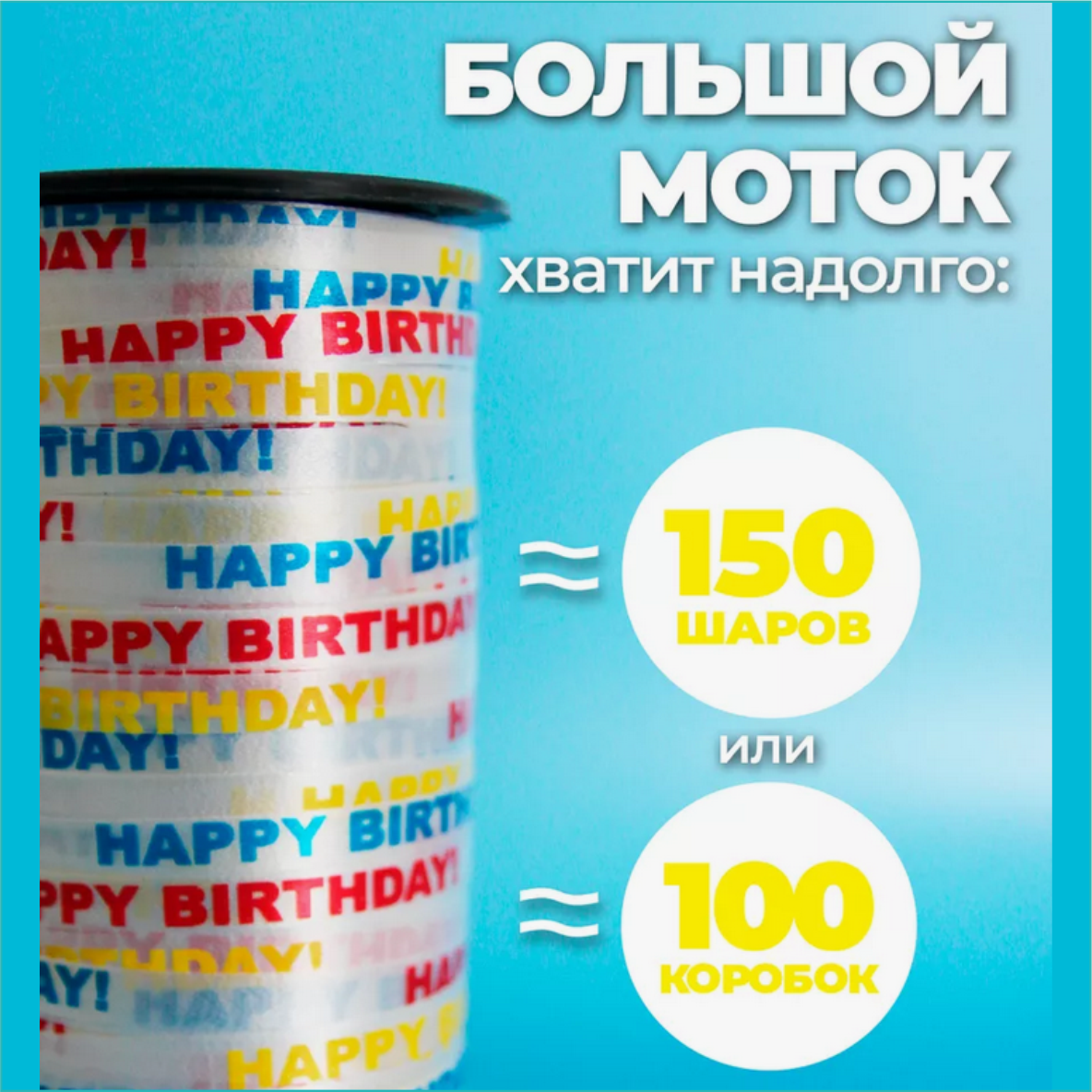 Упаковочная лента "Happy Birthday" (100м.) - фото 2 - id-p114028947