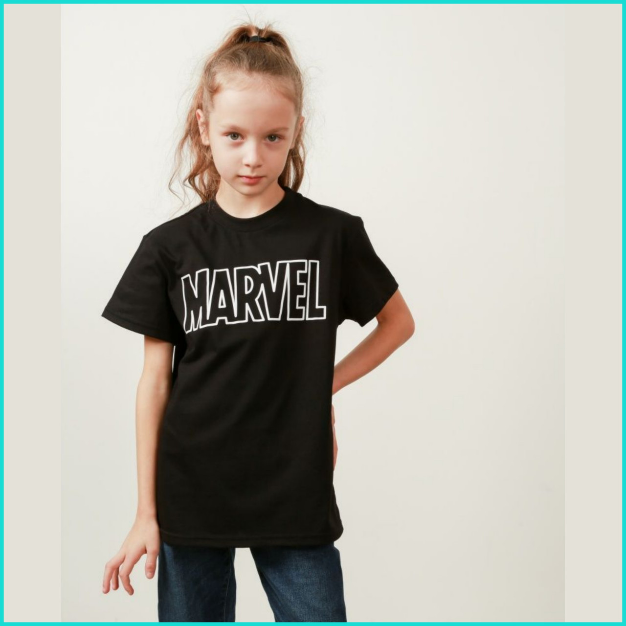 Светящаяся футболка детская "MARVEL" Черная (Размер: 140) - фото 4 - id-p114029474