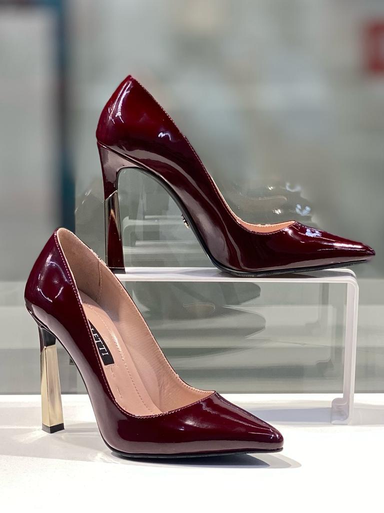 Туфли лакированные бордового цвета  "Paoletti" в Алматы. Женская обувь новая коллекция весна 2024.