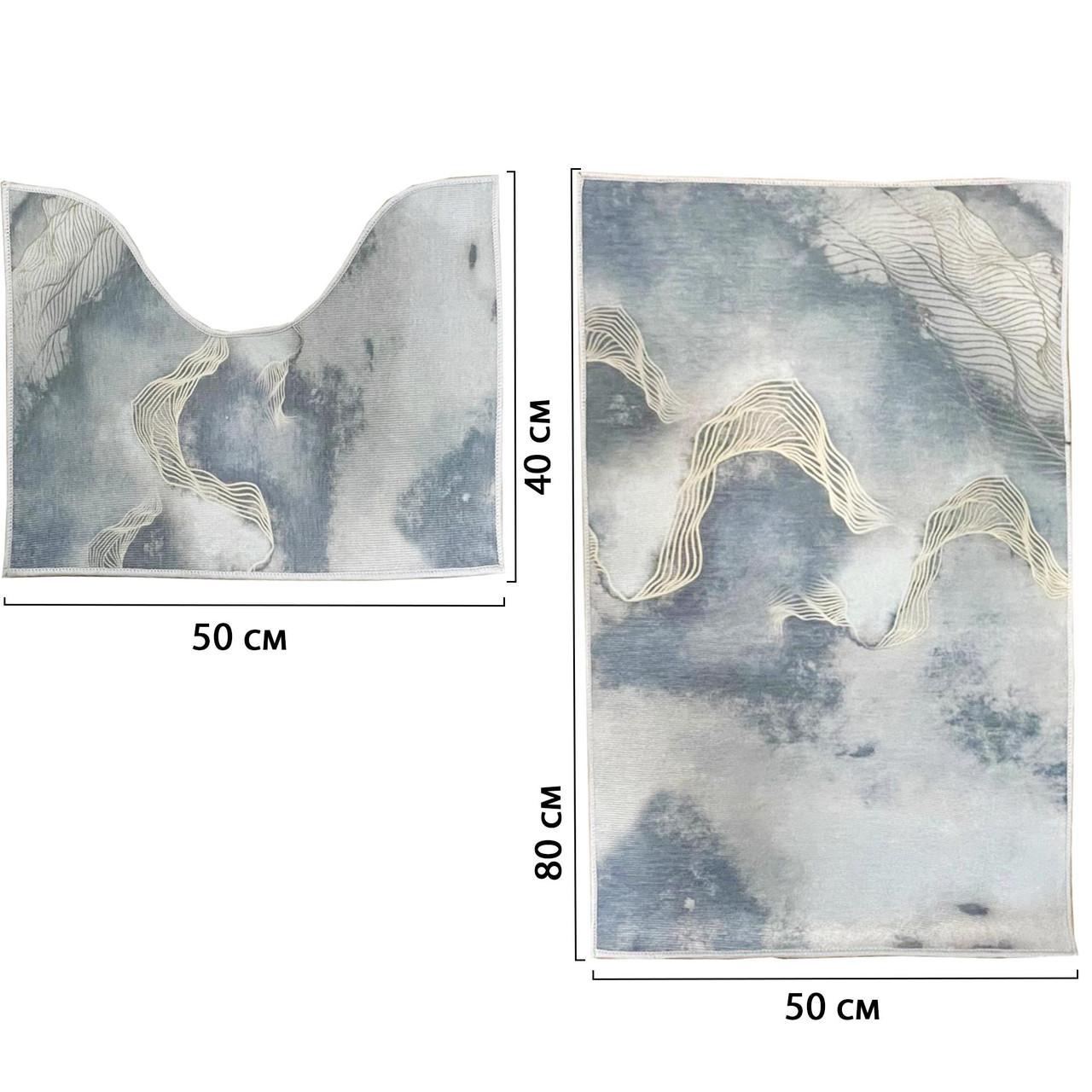 Коврик для ванной двойка 80*50 см 50*40 см голубой - фото 2 - id-p114035616
