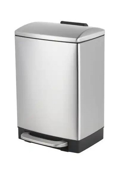 Корзина для мусора с педалью и плавным закрыванием крышки (нержавеющая ...