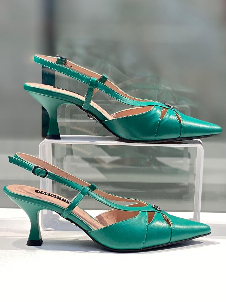 Модные женские босоножки "Paoletti" зеленого цвета купить в Алматы. Новая коллекция женская обувь. - фото 1 - id-p114036359
