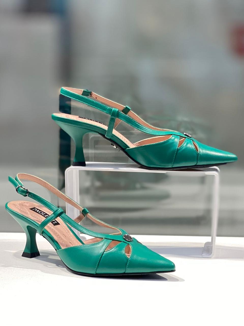Модные женские босоножки "Paoletti" зеленого цвета купить в Алматы. Новая коллекция женская обувь. - фото 2 - id-p114036359