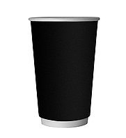 Стакан бумажный двухслойный, чёрный, 400 мл