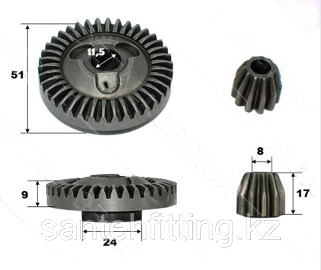 Запчасти для БОЛГАРКИ редукторная пара (шестерни) Bosch 7-125 (d1 11.5*51/d2 8*19/h2 17) g4039 *