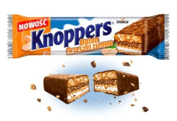Шоколадный батончик knoppers с Арахисом 40 гр  (24шт-упак)