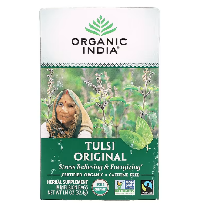 Organic India, Чай с туласи, оригинальный, без кофеина, 18 пакетиков, 32,4 г (1,14 унции)