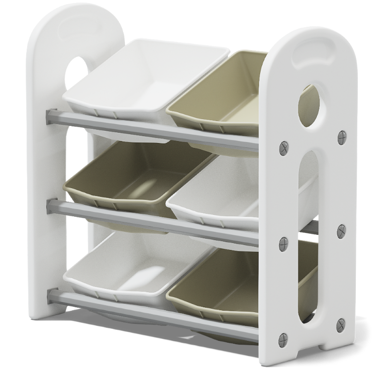 Стеллаж для игрушек UNIX Kids (6 ящиков) Grey