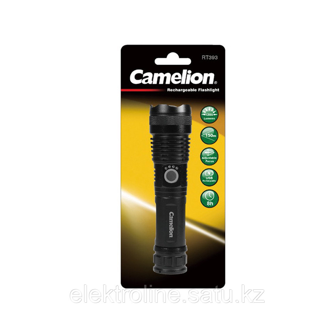 Алюминиевый перезаряжаемый фонарик Camelion RT393-TB - фото 2 - id-p114053949