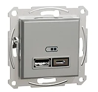 S501 Роз USB A+С с/у б/рамки "ASFORA" алюминий EPH2700361 (24) NEW