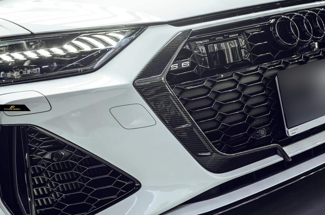 Карбоновая губа переднего бампера для Audi RS6 C8 2019-2024+ - фото 2 - id-p114067575