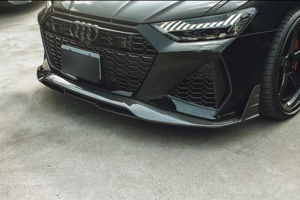Карбоновая губа переднего бампера для Audi RS6 C8 2019-2024+ - фото 5 - id-p114067575