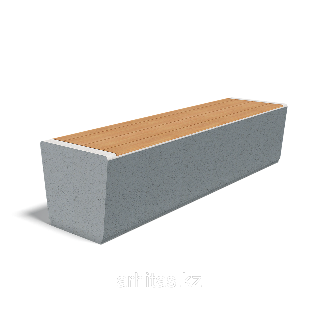 Скамейка из композитного мраморного камня Архитас c деревянным настилом Onda bench one