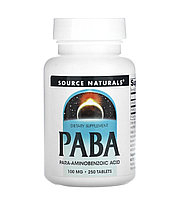 Source naturals PABA, 100мг, 250 таблеток