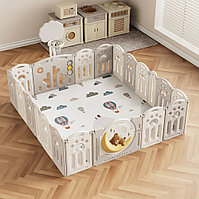 Манеж UNIX Kids DeLuxe Grey,180 x 200 см, с баскетбольным кольцом и ковриком, из безопасных материалов