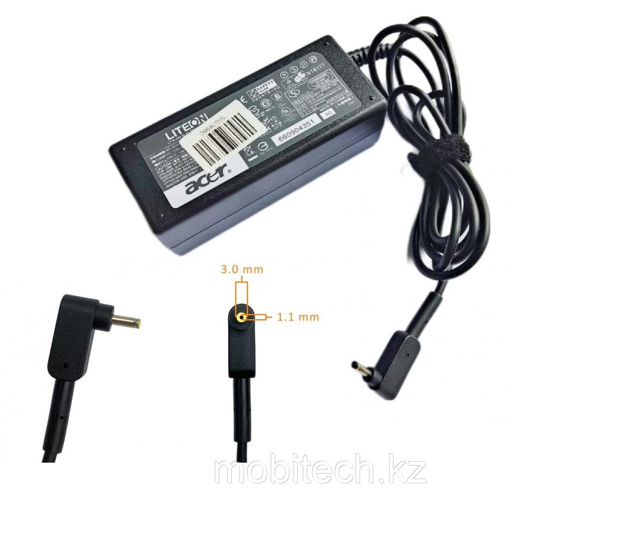 Блоки питания Acer 19V 3.42A 65W 3.0*1.1 KP.06501.012 PA-1650 разъём круглый (без силового кабеля)