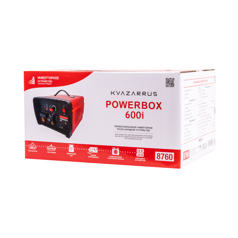 Инверторное пуско-зарядное устройство FoxWeld KVAZARRUS PowerBox 600i, таймер, цветная коробка - фото 2 - id-p114079330
