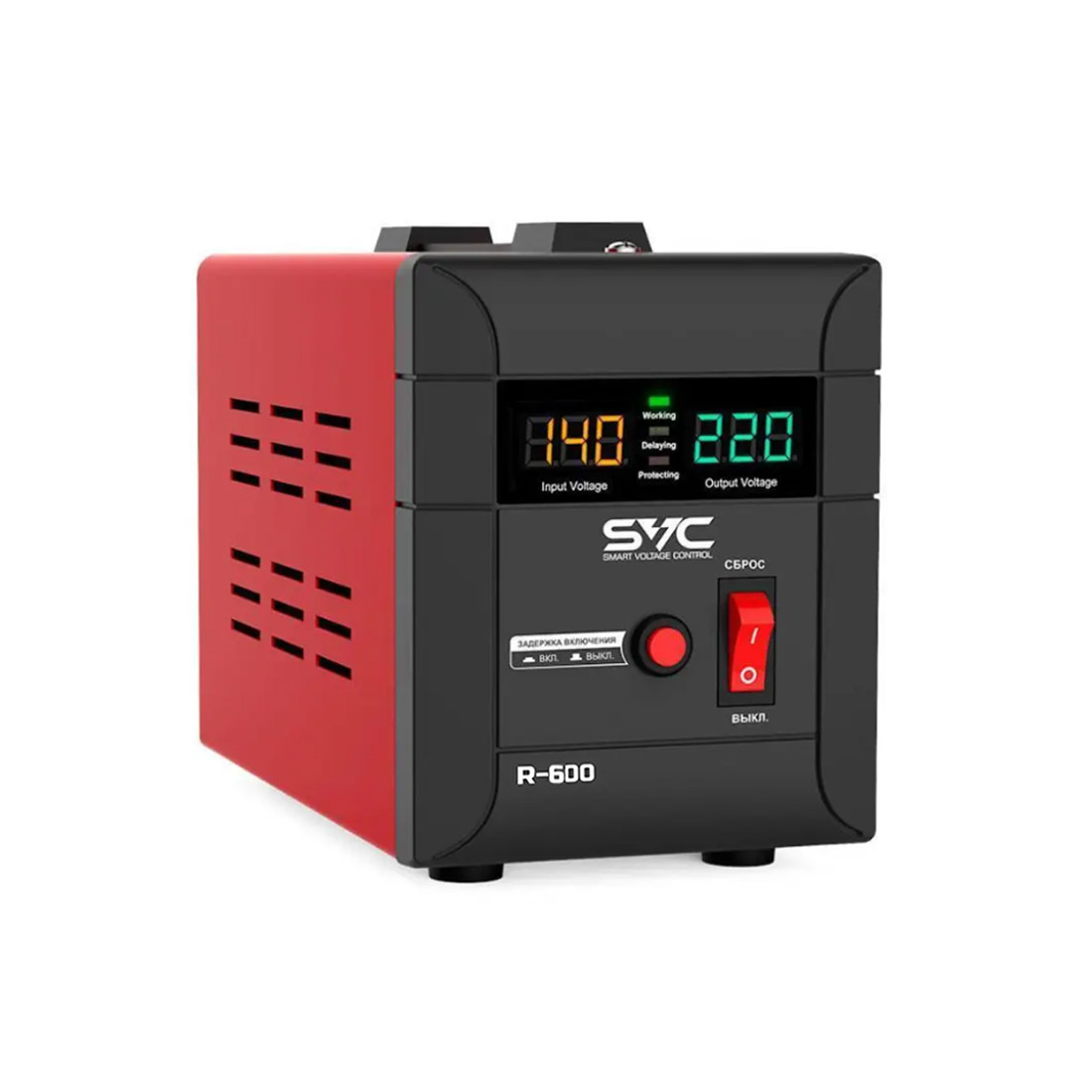 SVC R-600 стабилизатор напряжения, 600ВА/500Вт, выход 2 шт Shсuko, LCD-дисплей