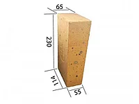 Кирпич шамотный клин торцевой ШБ-22 размер 230Х114Х65/55мм