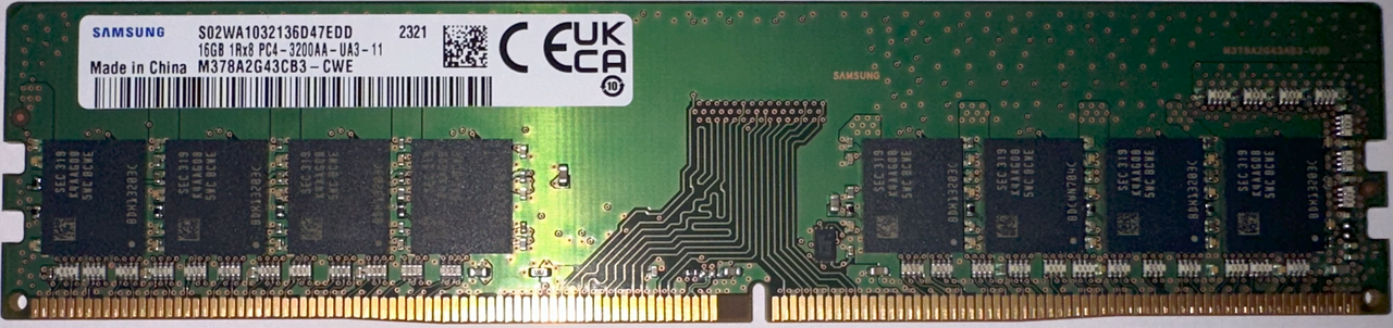 Оперативная память 16GB DDR4 3200MHz Samsung (PC4-25600) UDIMM 1.2V M378A2G43CB3-CWED0 - фото 1 - id-p114081286