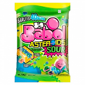 Жев. резинка  с хруст. конфетами Big Babol Asteroids Sour 128  гр (16 шт в упаковке)