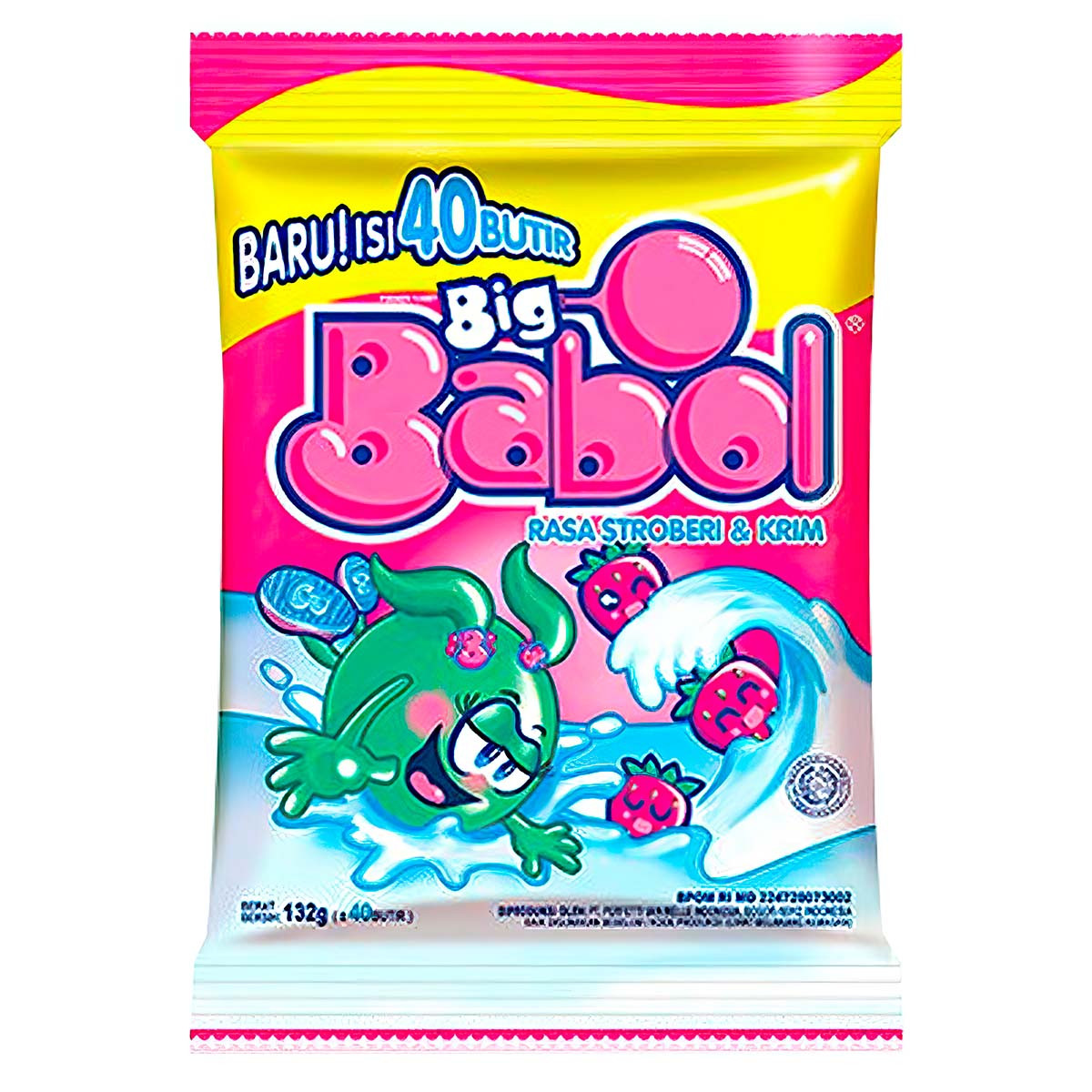 Жев. резинка  Big Babol Strawberry Cream 132 гр (16 шт в упаковке)