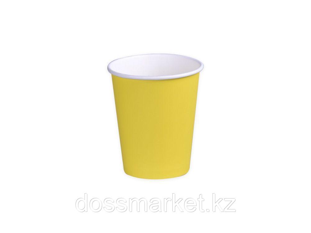 Стакан бумажный однослойный 250 мл, для горячих напитков, желтый - фото 1 - id-p114085921