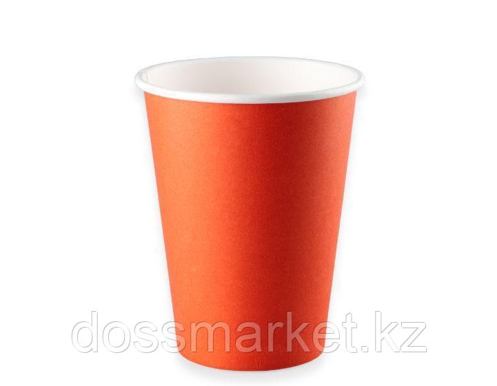 Стакан бумажный однослойный 350 мл, для горячих напитков, красный - фото 1 - id-p114086180