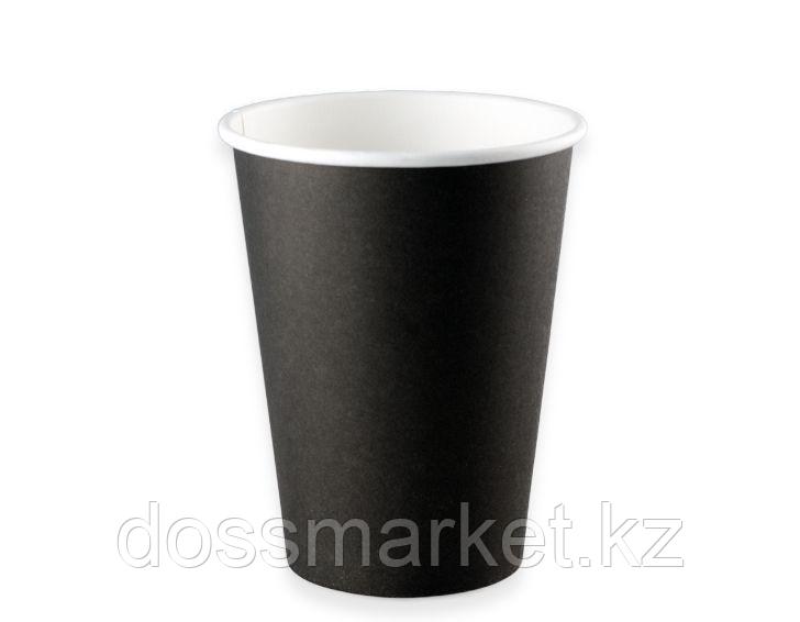 Стакан бумажный однослойный 350 мл, для горячих напитков, чёрный - фото 1 - id-p114086263