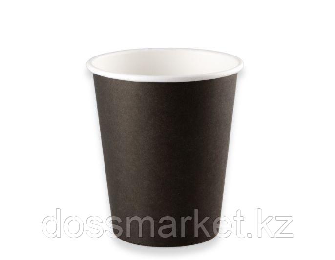 Стакан бумажный однослойный 250 мл, для горячих напитков, чёрный - фото 1 - id-p114086264