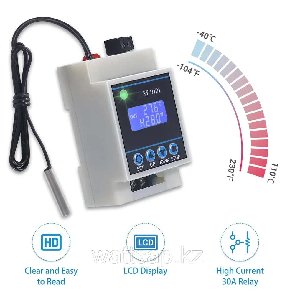 Цифровой регулятор температуры, реле контроля охлаждения и нагрева XY-DT01 от -40 до +110 °C, 30А - фото 4 - id-p114088617