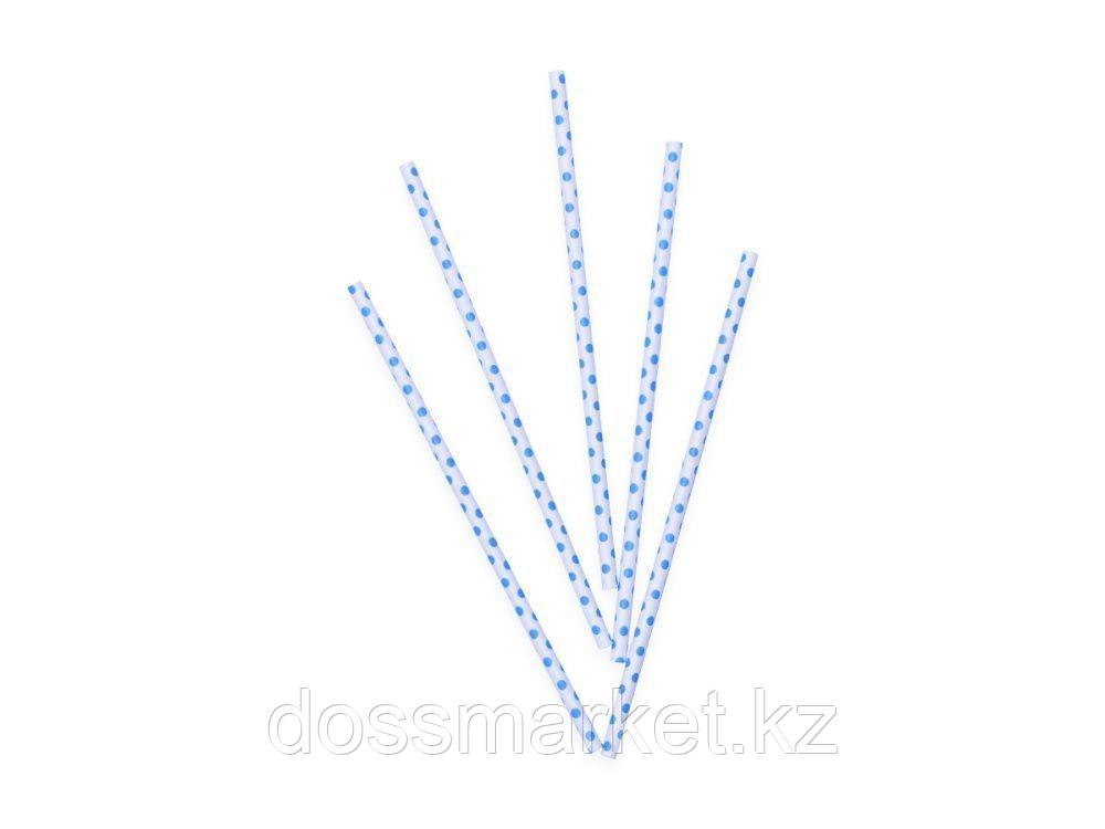 Трубочки бумажные белые в синий горошек 6*197 - фото 1 - id-p114091097