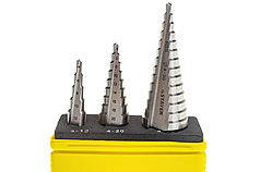 Набор STAYER "MASTER": Ступенчатые сверла по сталям и цвет.мет., сталь HSS, d=4-12мм,5 ступ. d 4-20 мм 9 ступ.