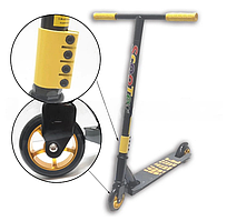 Трюковой самокат с металлическими колесами прямая ручка Scooter Wave желтый (диаметр колеса 100 мм)