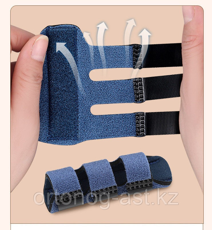 Ортез-шина для фиксации пальца при повреждении три ремня бежевый, синий - фото 6 - id-p114093179