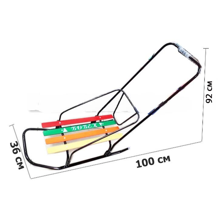 Санки детские "Бобек" со спинкой и перекидной ручкой,рукоять для родителей (цвета в ассортименте) - фото 1 - id-p59019260