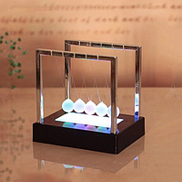 Настольный сувенир Маятник Ньютона на батарейках с подсветкой стеклянные шарики (антистресс) маленький