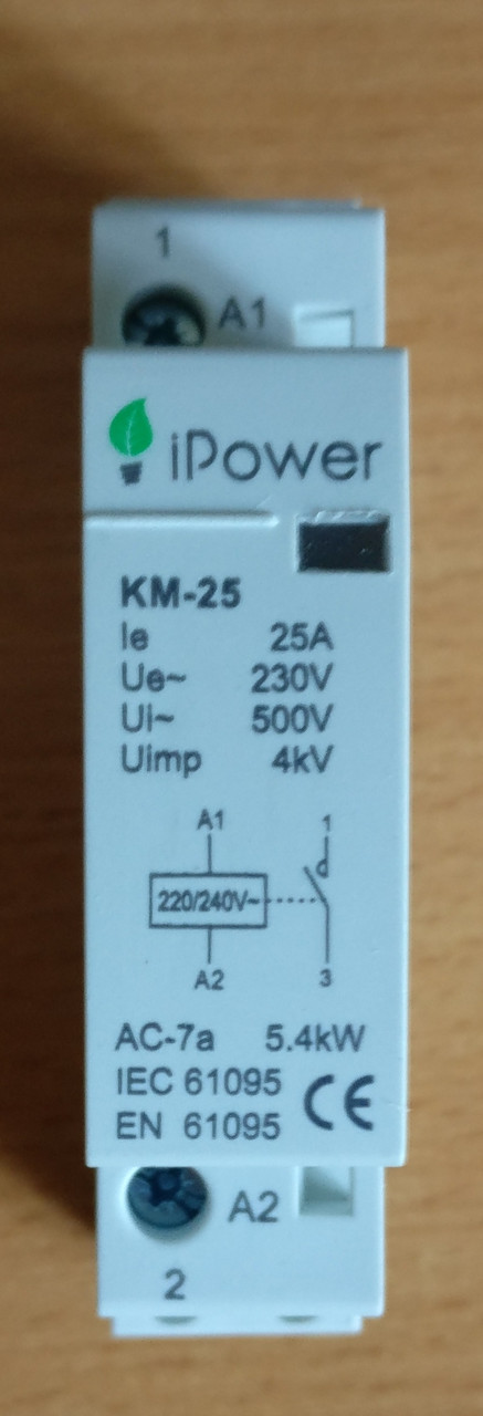 Контактор модульный iPower КМ-25 1Р 25А